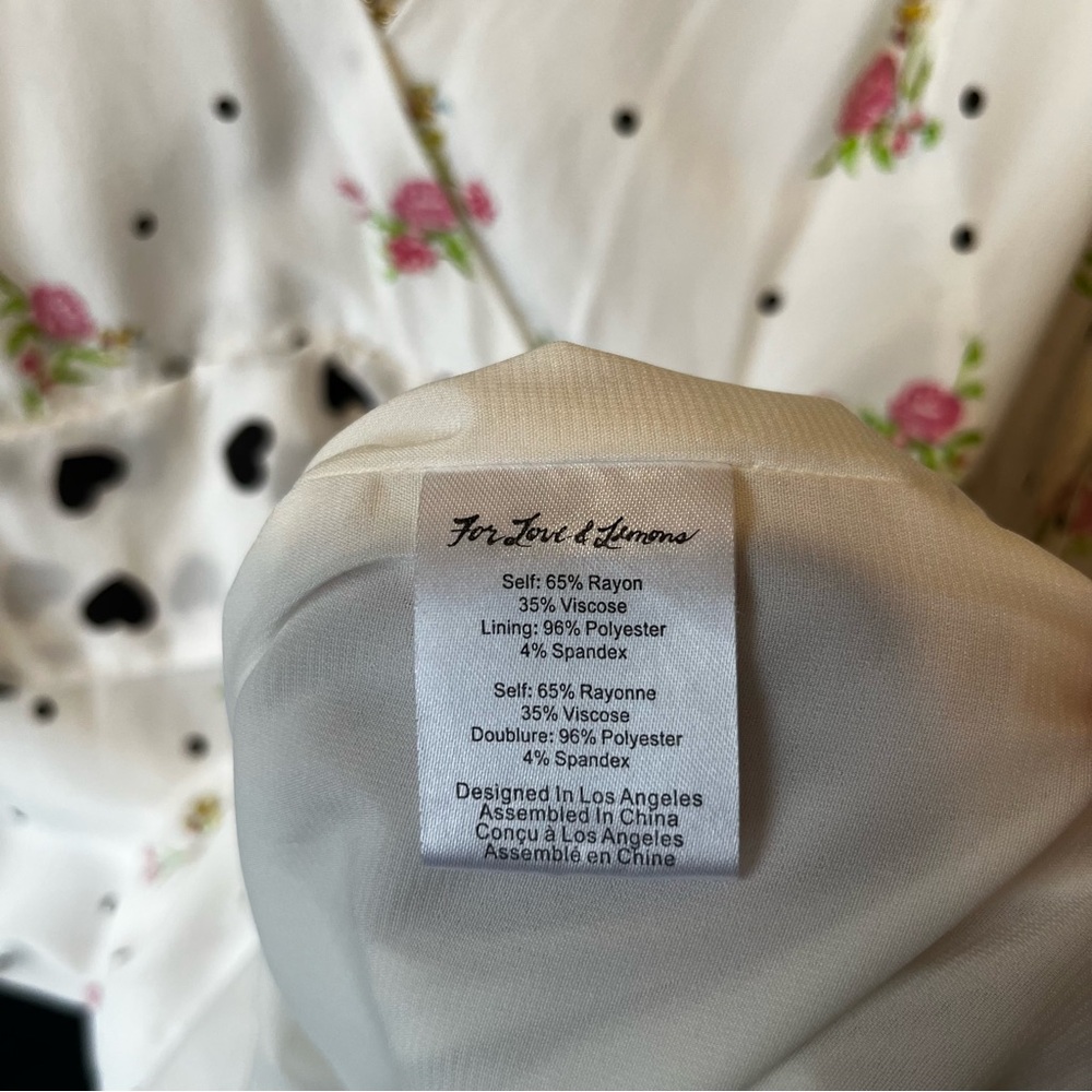 For Love and Lemons Mabel mini dress Small White floral Hearts Polkadots Womens - Picture 7 of 9